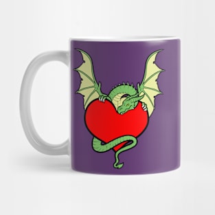 Big Heart Dragon Design, Big Hearted Dragon Design On Purple Background Mug